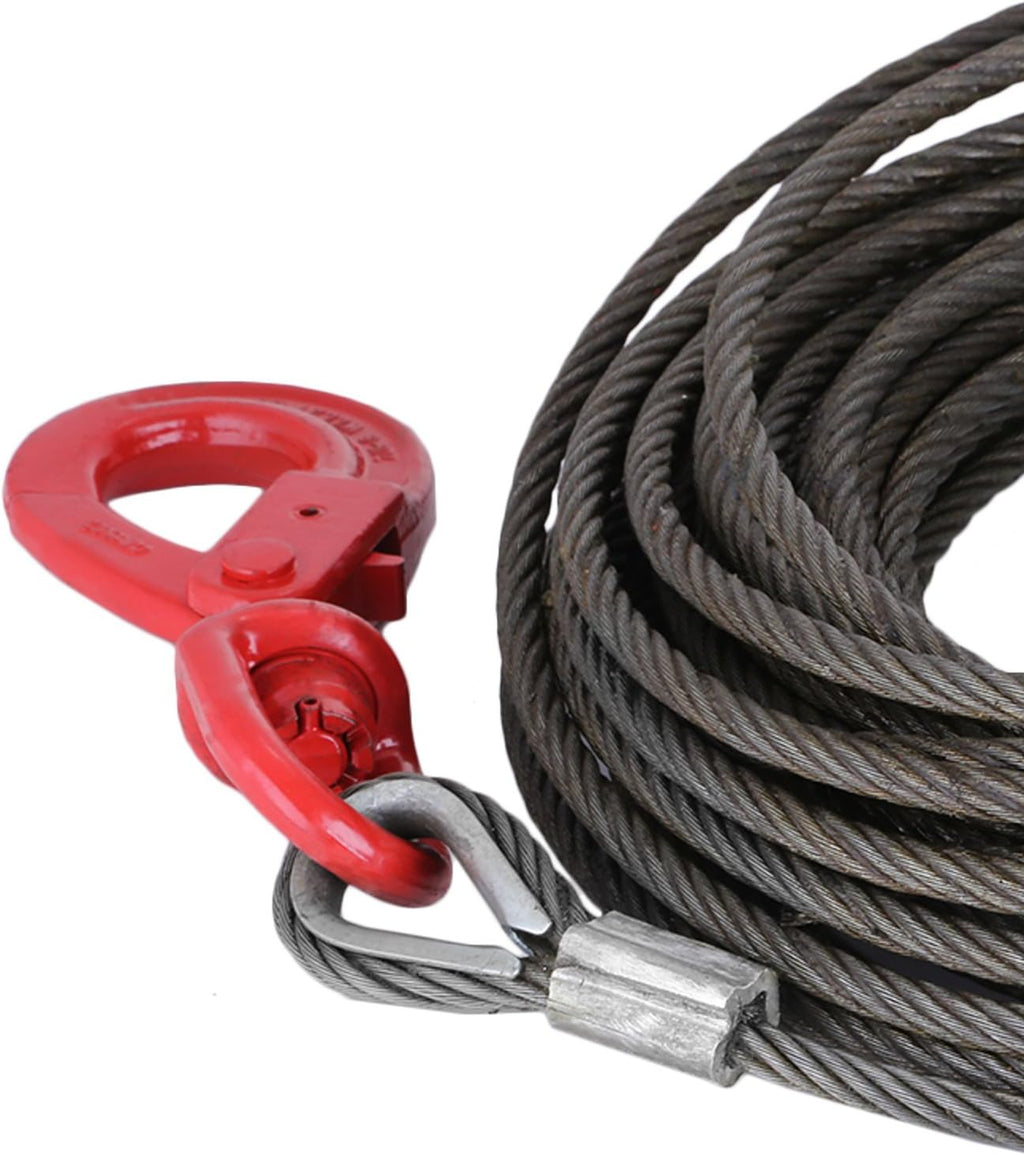 3/8" x 50' Wire Rope Winch Cable with Swivel Hook, Pack of 2 Y566