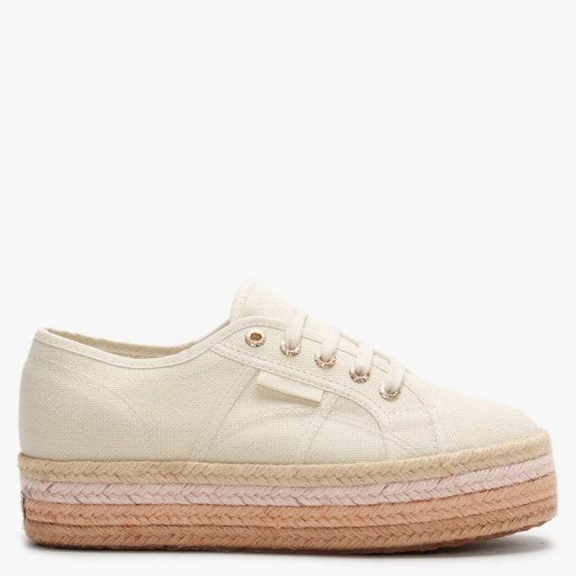 Light Sand Beige Canvas Rope Flatform Shoes G40053