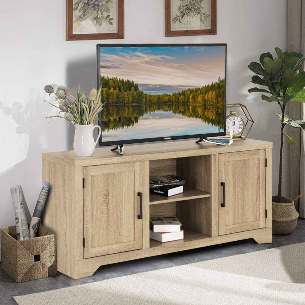 Farmhouse Barn Wood TV Stand with Doors and Shelves N267
