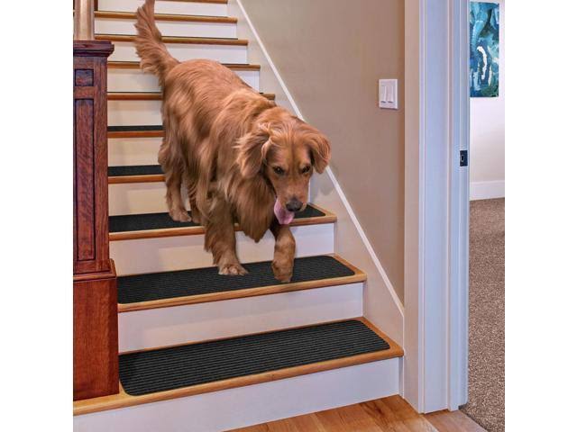 Set of 12 Skid-Resistant Carpet Stair Treads Smokey Black 8 in. x 30 in. N662