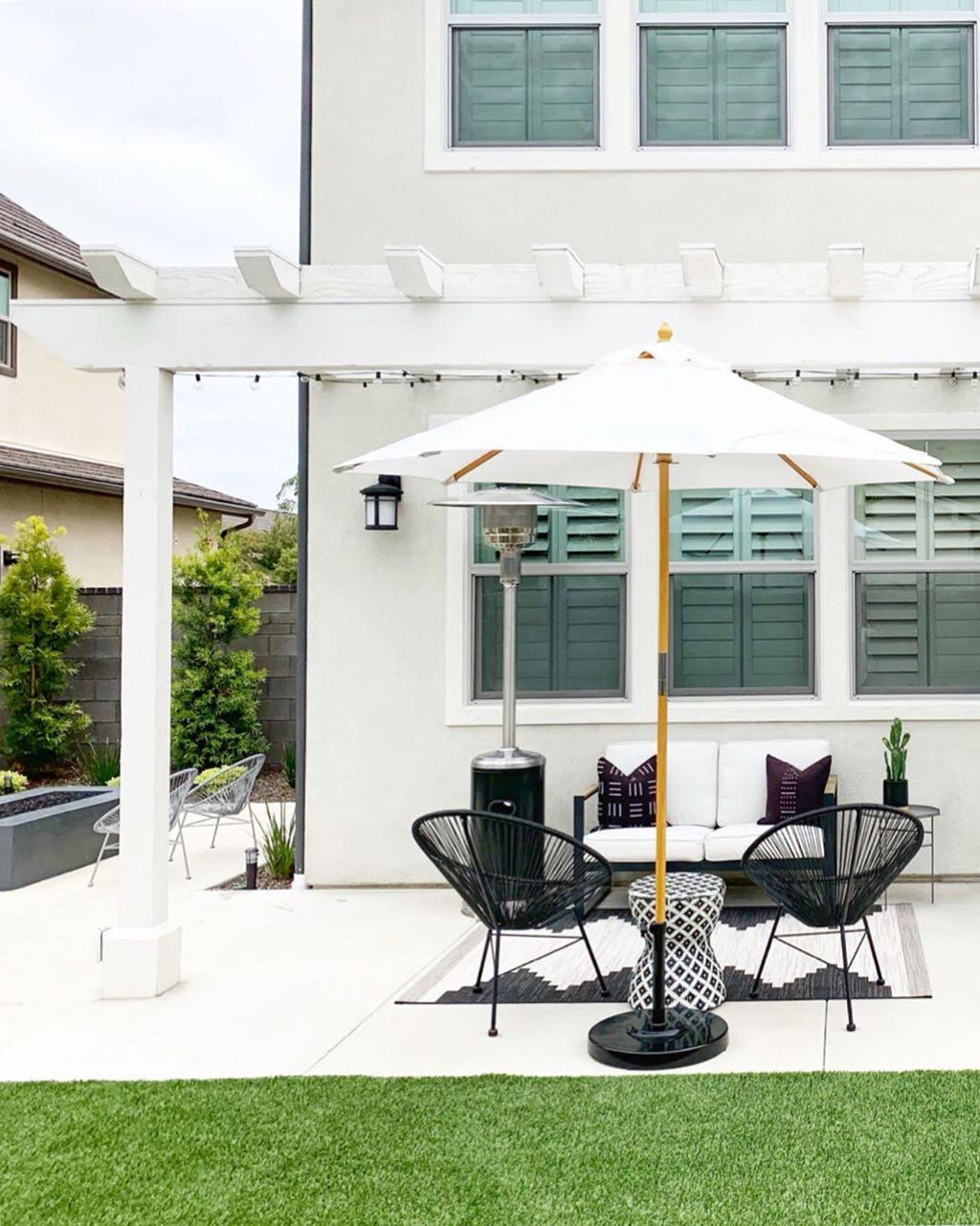 7.5 ft. Dark Wood Cafe - Beige Suncrylic Umbrella G14308