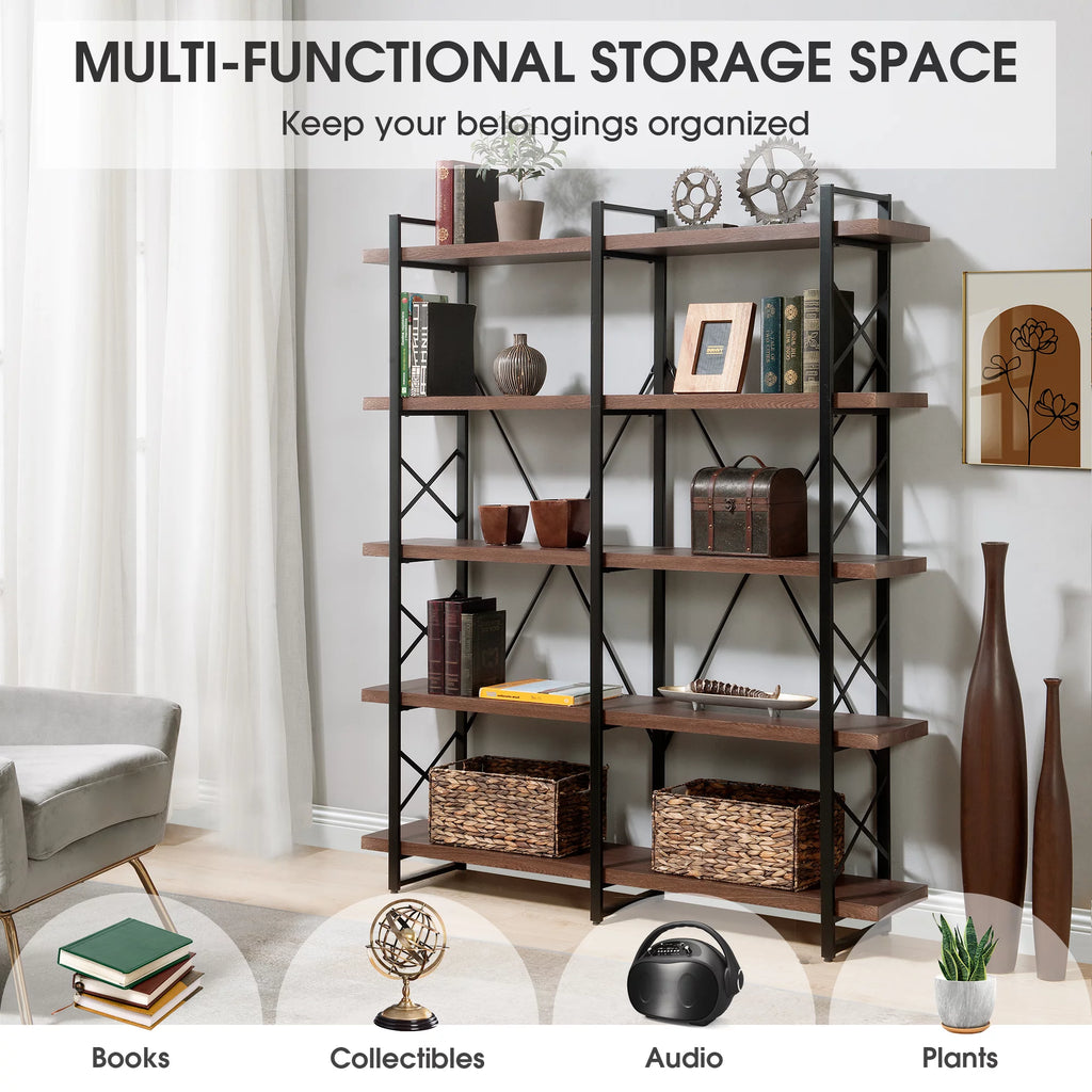 5 Tier Bookshelf with Metal Frame C334