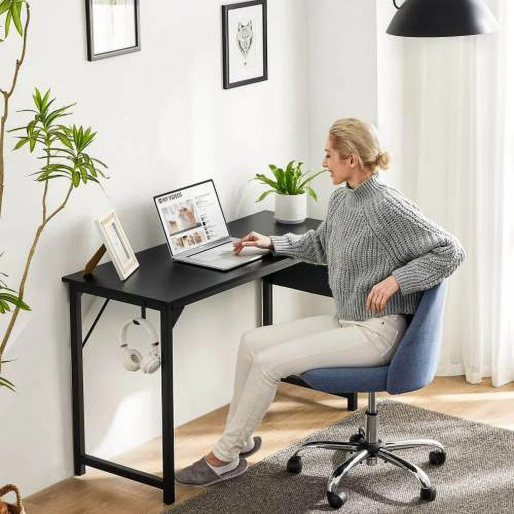 Black 55 Inch Wooden Office Desk with Storage J5406