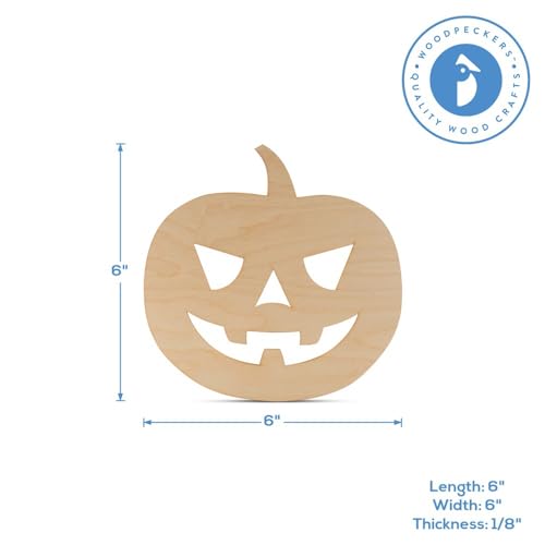 12-inch 1/8 inch Thick Pack of 5 Wooden Pumpkins S679