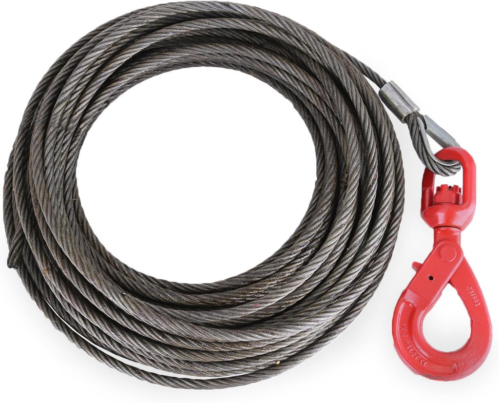 3/8" x 50' Wire Rope Winch Cable with Swivel Hook, Pack of 2 Y566