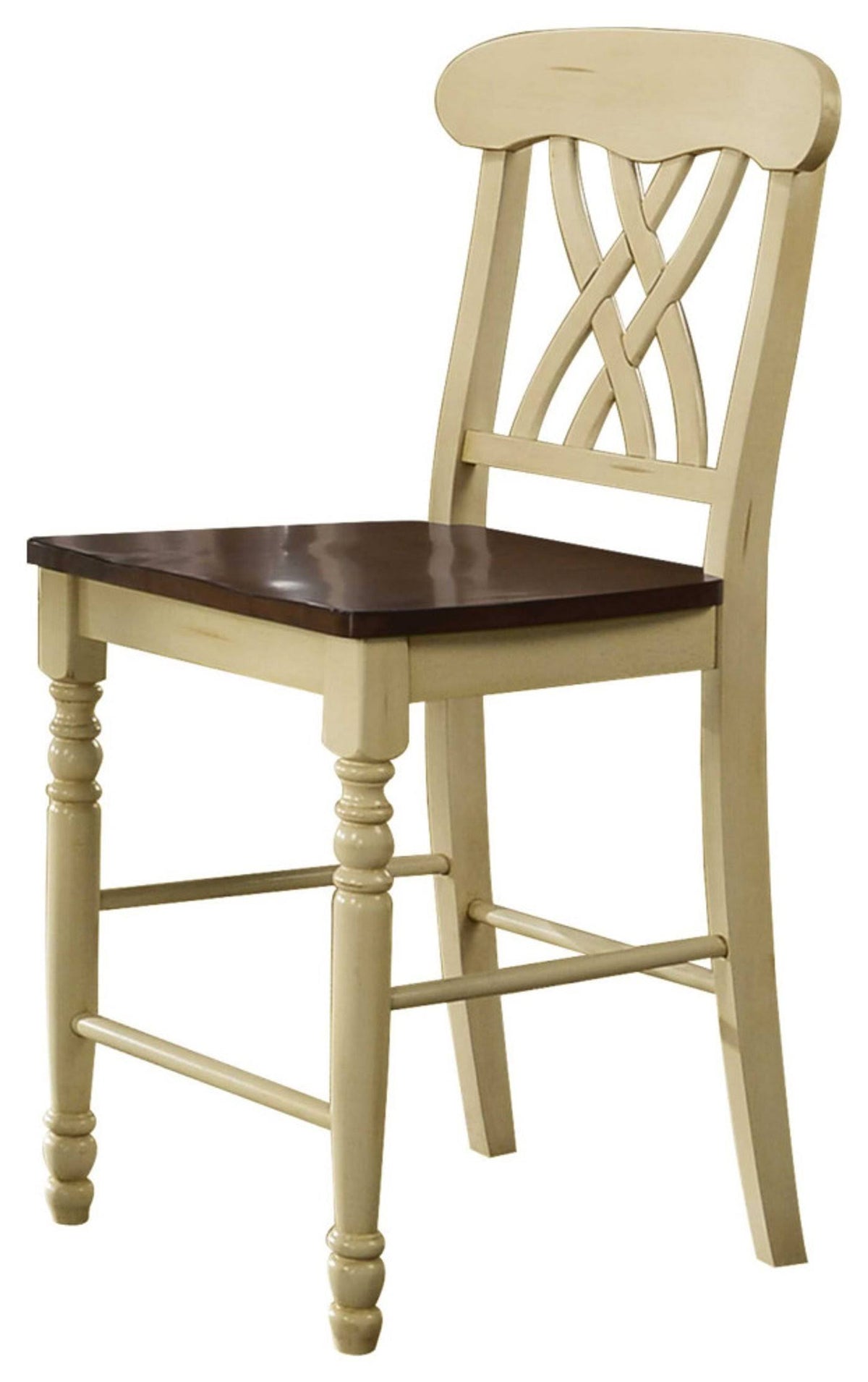 2pc Buttermilk and Oak Counter Height Chair F155