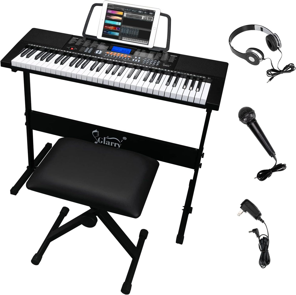 61-Key Portable Electronic Keyboard Piano with LCD Screen L4520