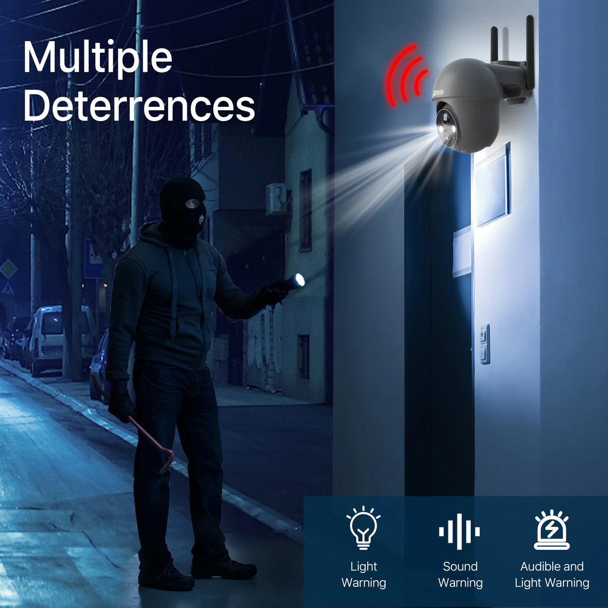Wireless Solar Security Camera with 360° View, 2K, Color Night Vision P37455