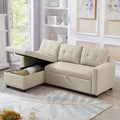 Beige L-Shape Convertible Sofa Sleeper with Pull-Out Bed N5151