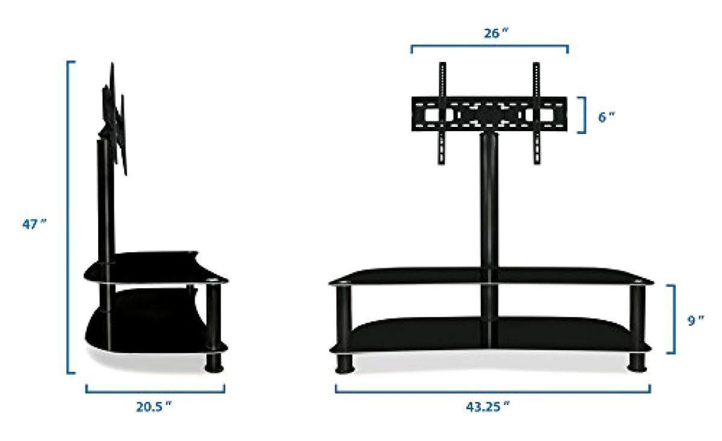 Floor TV Stand with Glass Shelves V5167