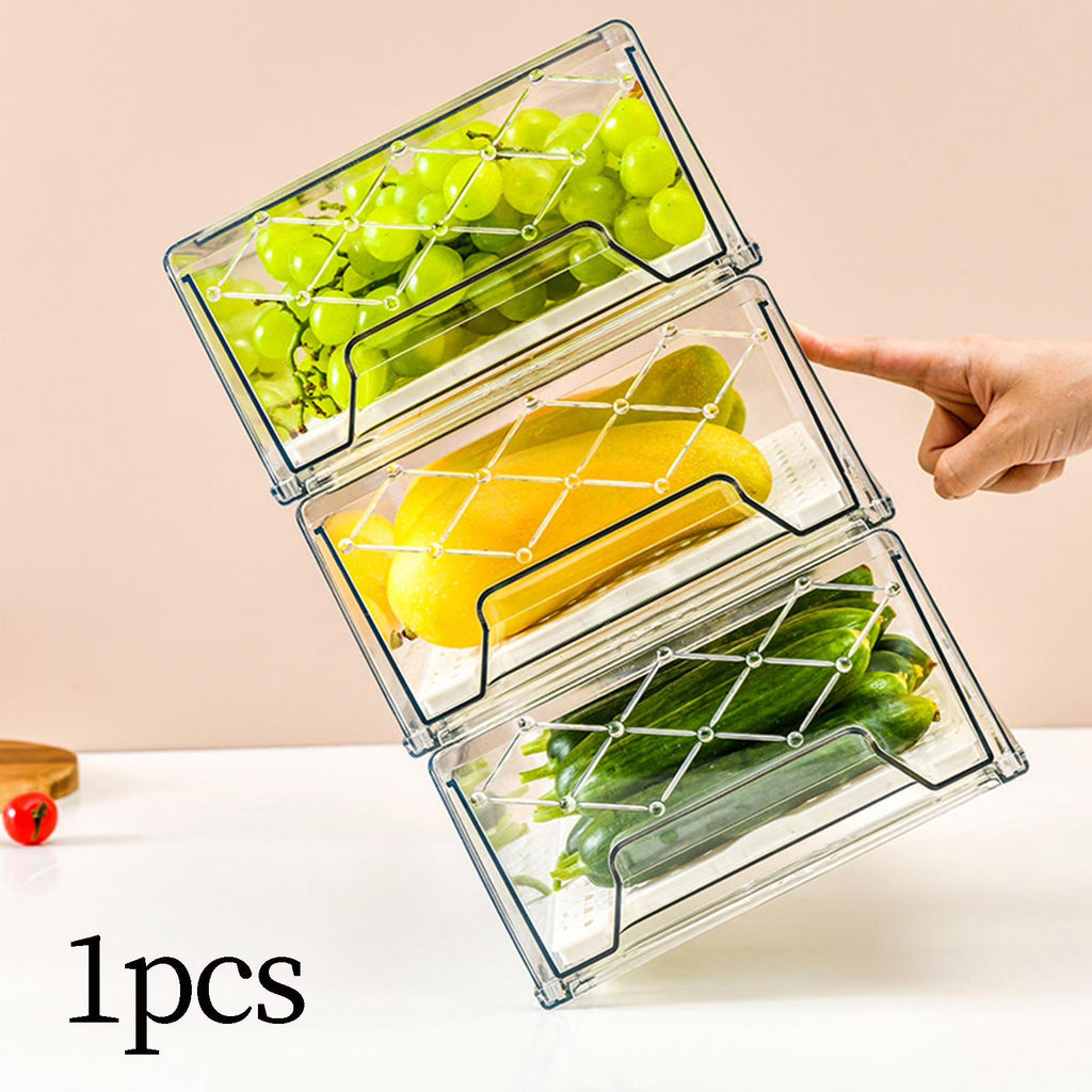Clear Refrigerator Organizer with Removable Drain Tray B96743