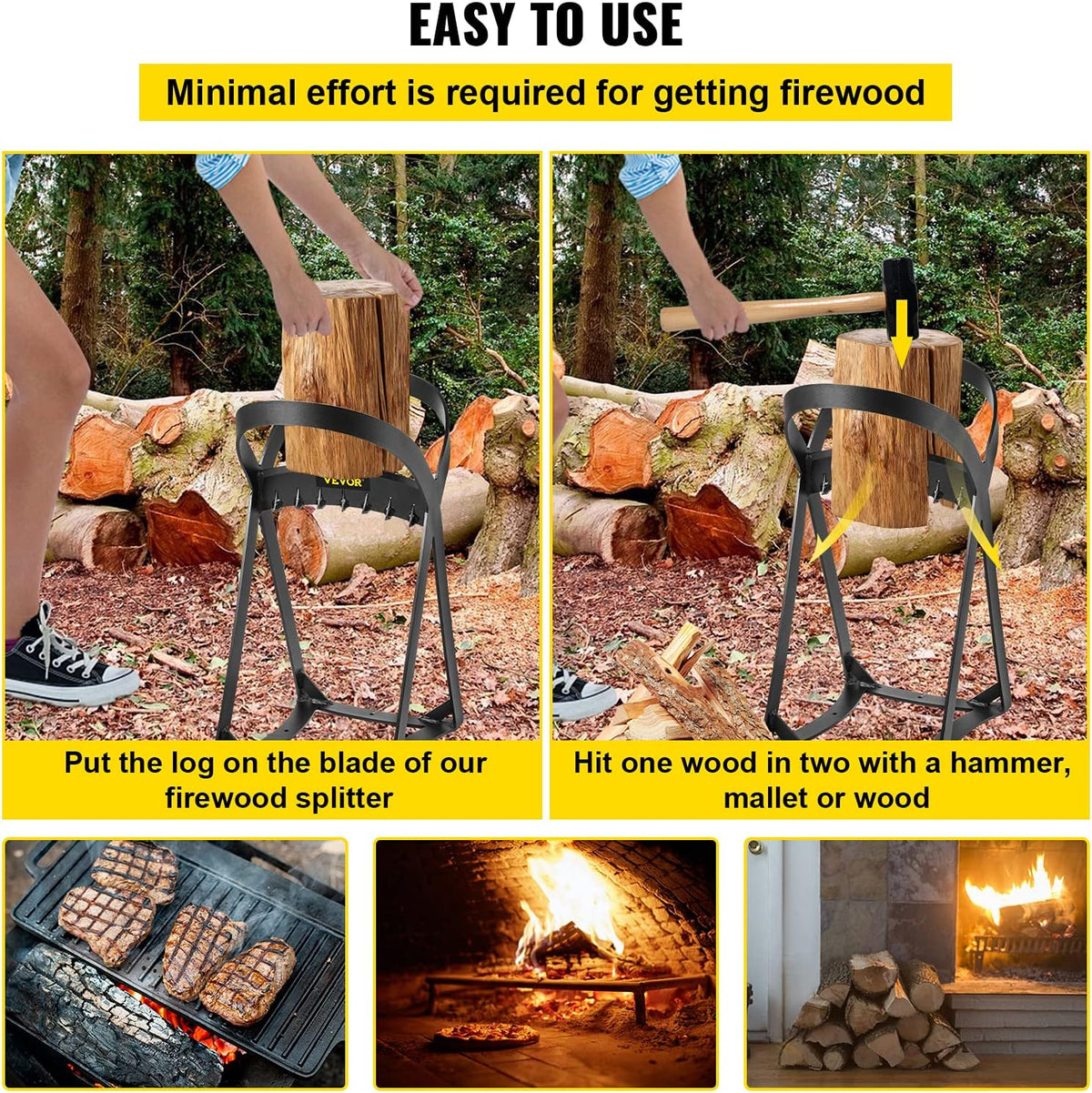 20.3" x 13.2" Manual Log Splitter for 8" Diameter Wood, 8.6 Lbs, Q235 Steel, Pack of 2 D89389