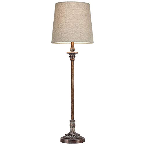 Set of 2 Weathered Brown Linen Fabric Table Lamps I293