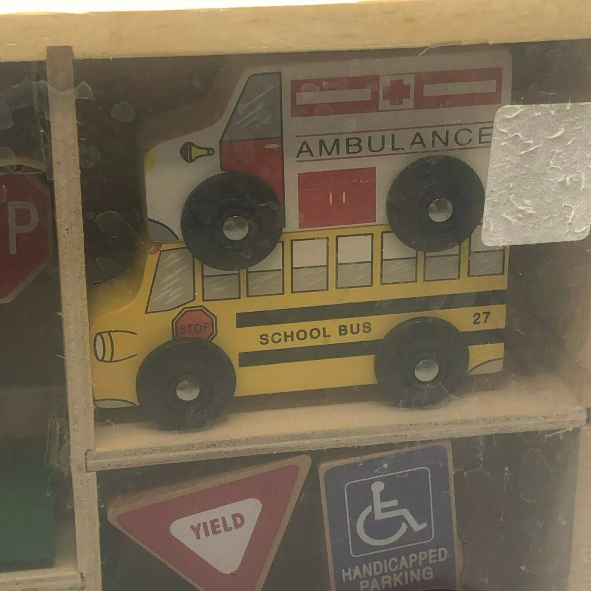 16 Pc Wooden Vehicles and Traffic Signs W404