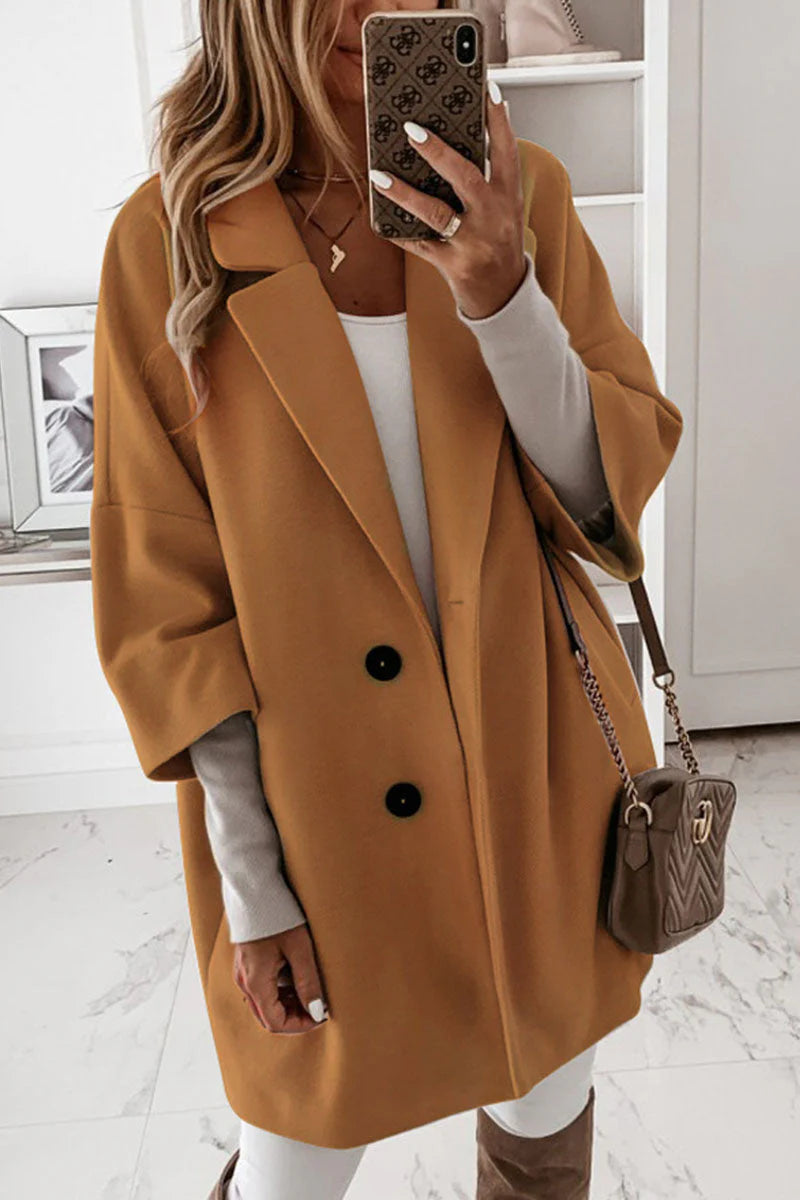 Solid Turn-back Collar Outerwear Z702