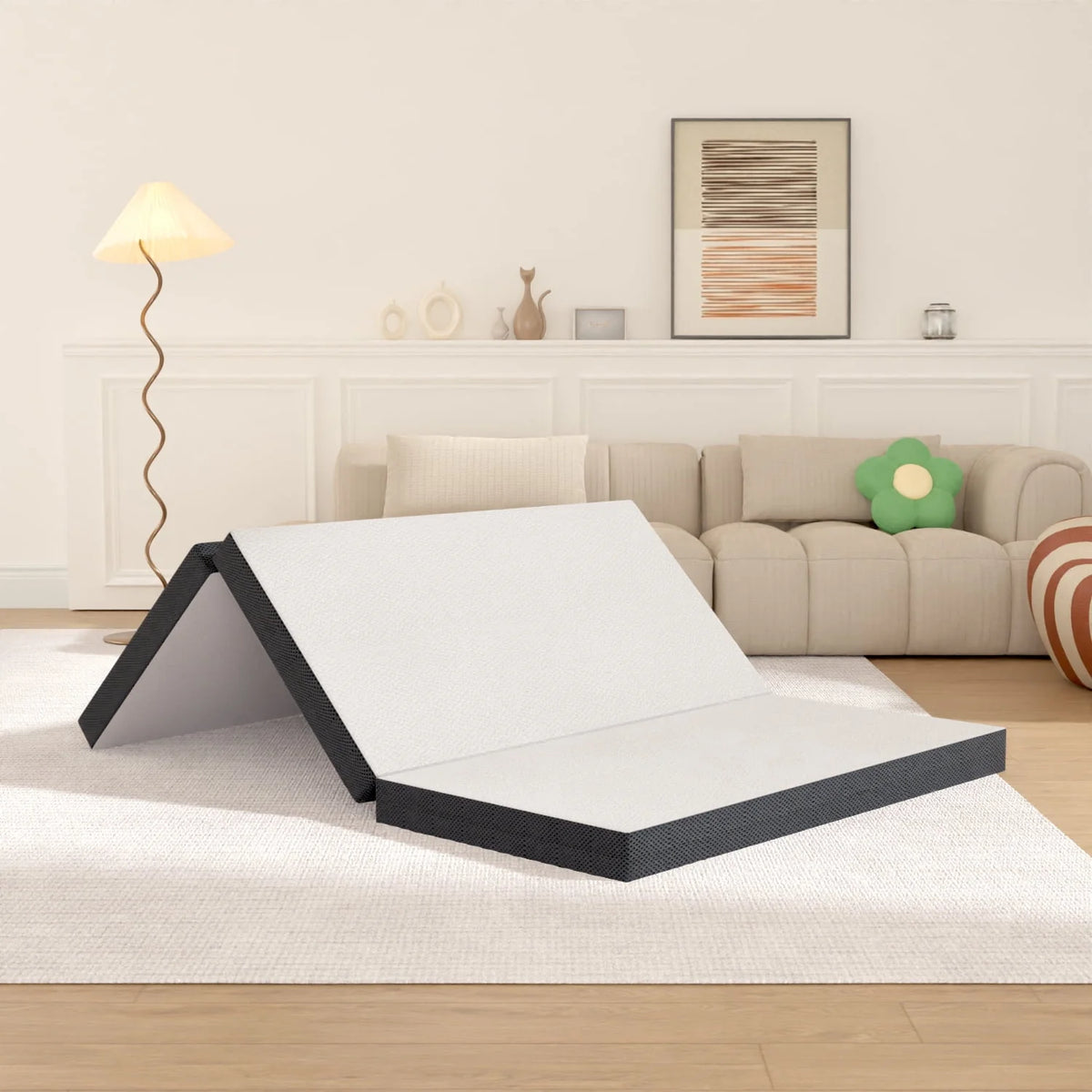 3 Inch Single Foldable Floor Mattress with Washable Cover N99396