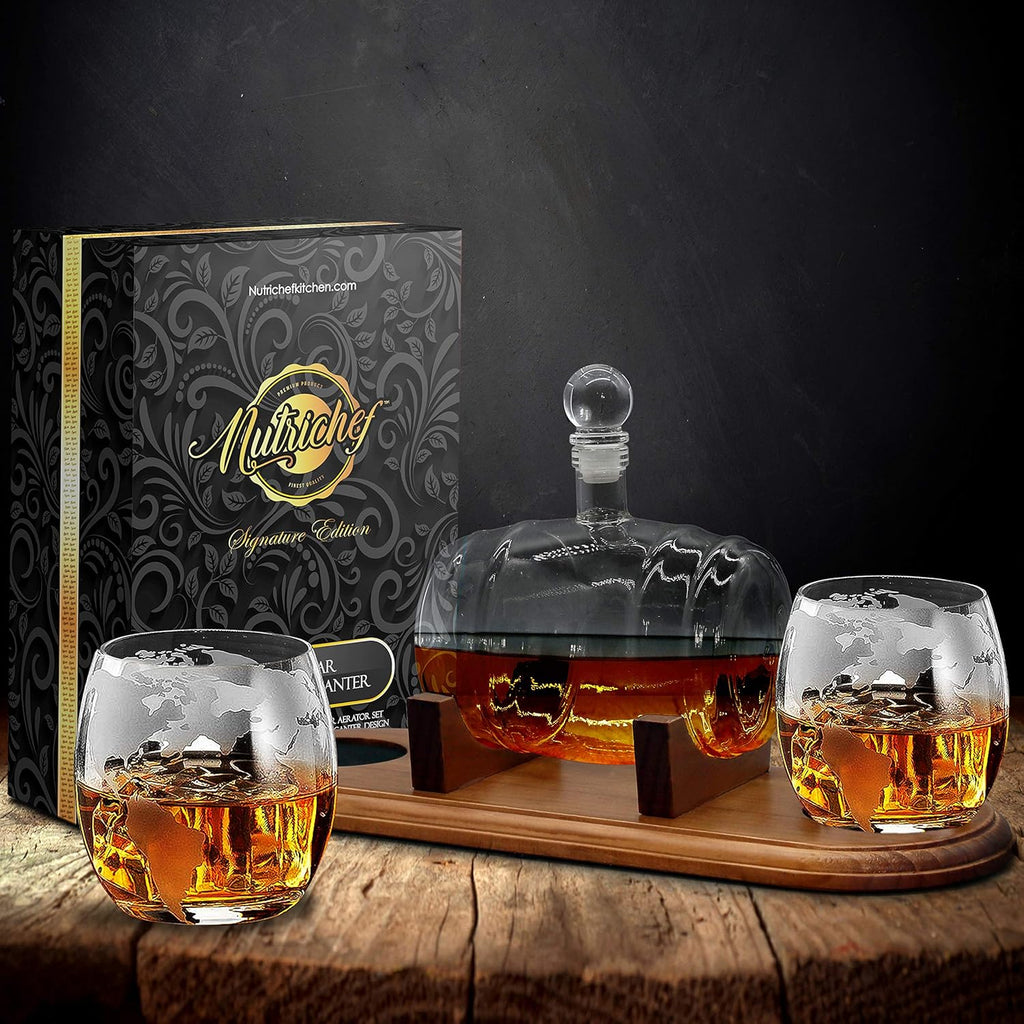 Brown Glass Whiskey Carafe with Stopper and Base V685827