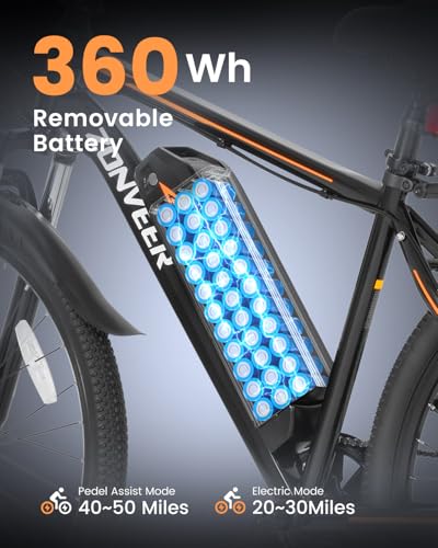26'' Peak 500W Brushless Motor Ebike, 20MPH 40Miles 360Wh Removable Battery 7-Speed Electric Mountain Bike G339