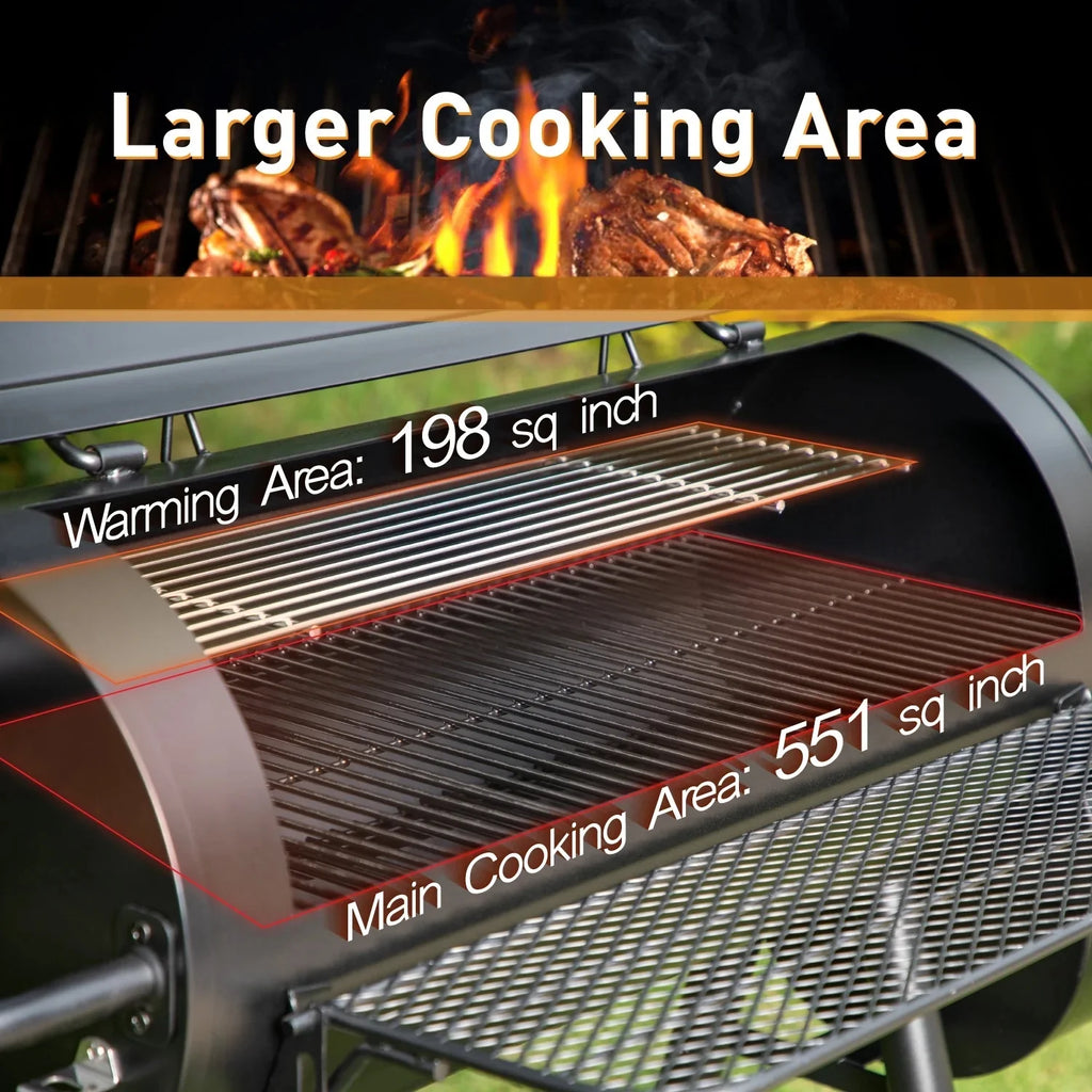 Charcoal Grill with Offset Smoker Black D5511