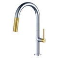 Chrome/Satin Brass Pull Down Single Handle Kitchen Faucet D846496