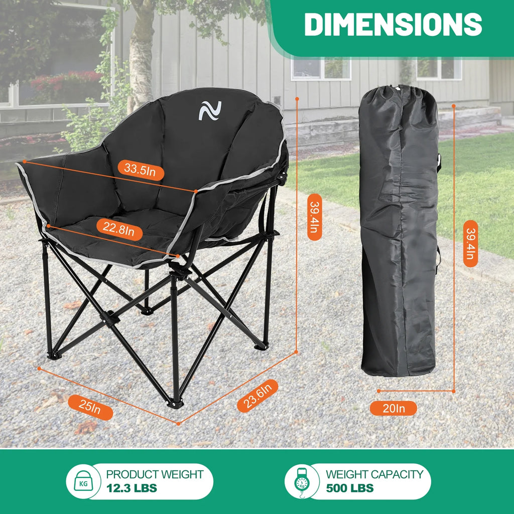 Oversized Folding Camping Chair with Cup Holder & Carry Bag H163347