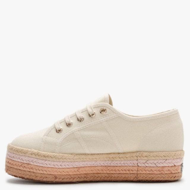 Light Sand Beige Canvas Rope Flatform Shoes G40053