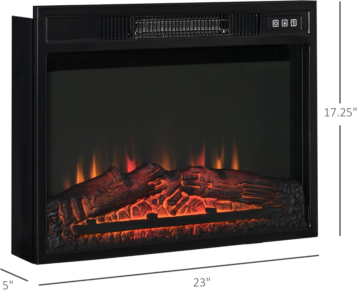 23 Electric Fireplace Insert with Adjustable Brightness, 1400W, Black L312