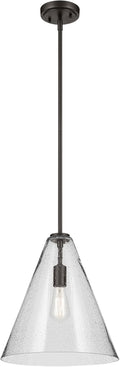 15.5" 1-Light Cone Pendant with Clear Seeded Glass in Olde Bronze K62726