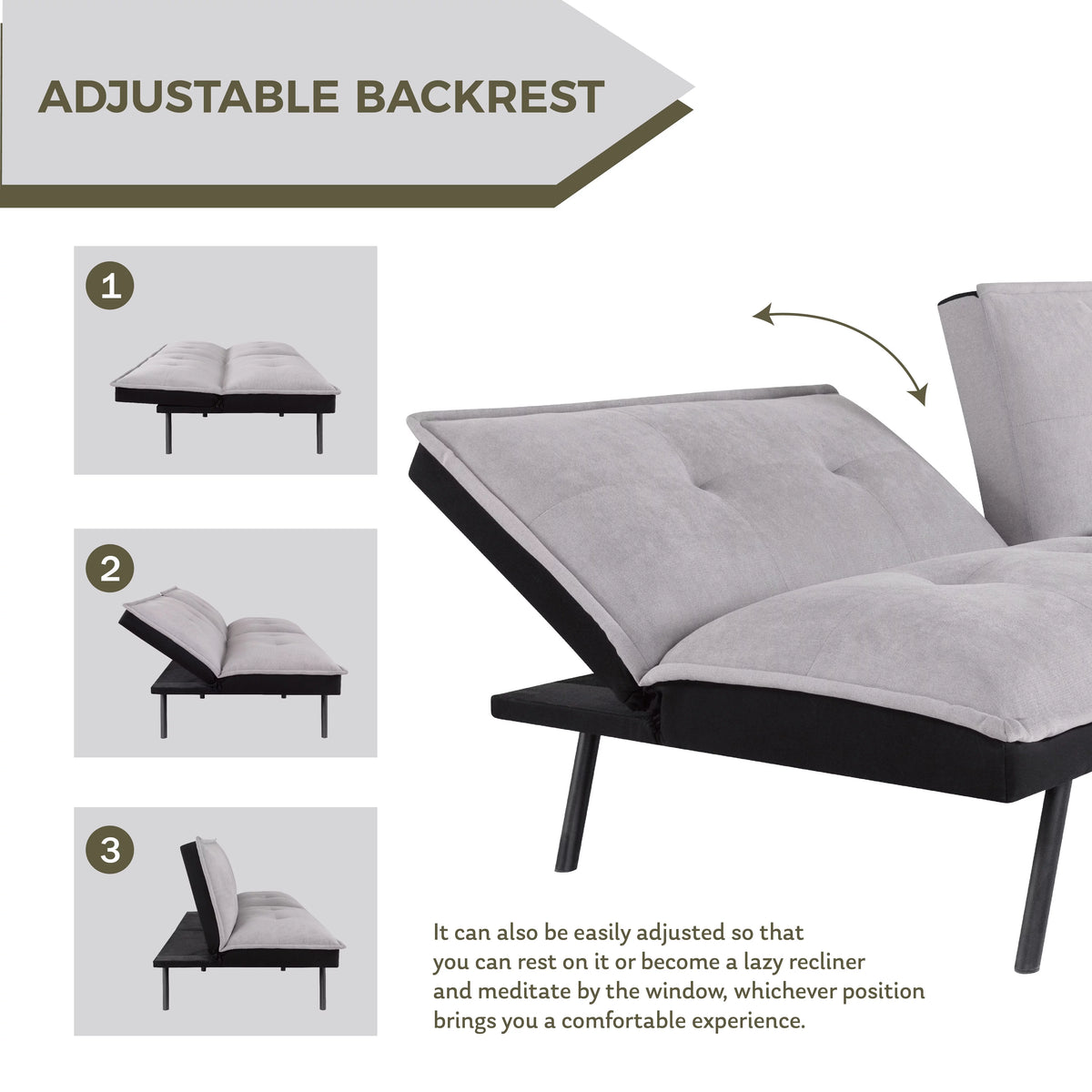 Memory Foam Convertible Futon Sofa Bed B53818
