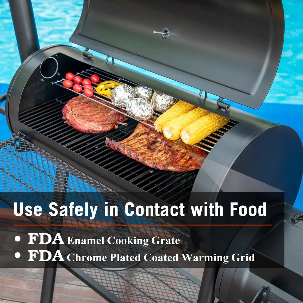 Charcoal Grill with Offset Smoker Black D5511