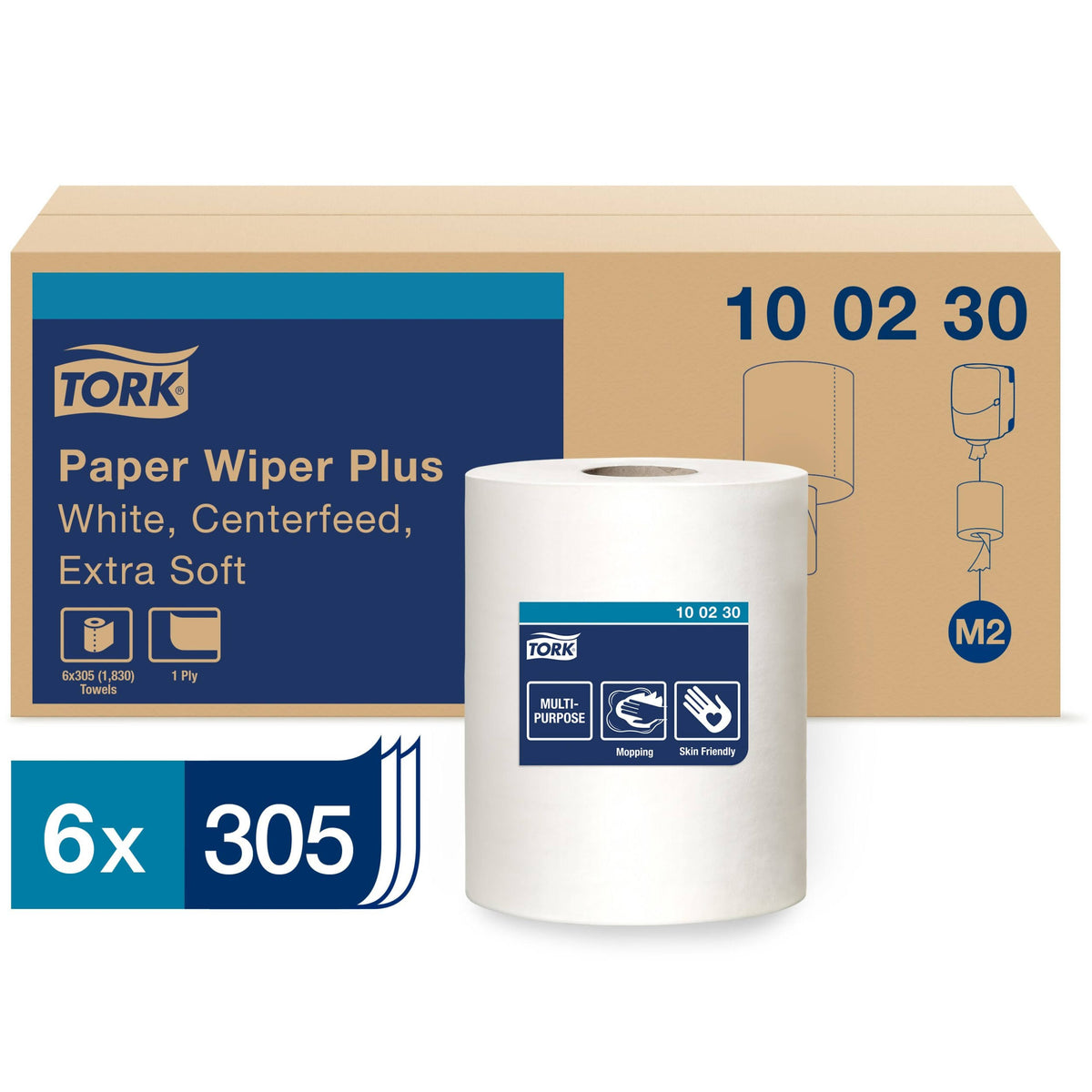 White 1-Ply 7.7 x 11.8 Centerfeed Paper Wiper, 305/Roll, 6/Carton Z877365