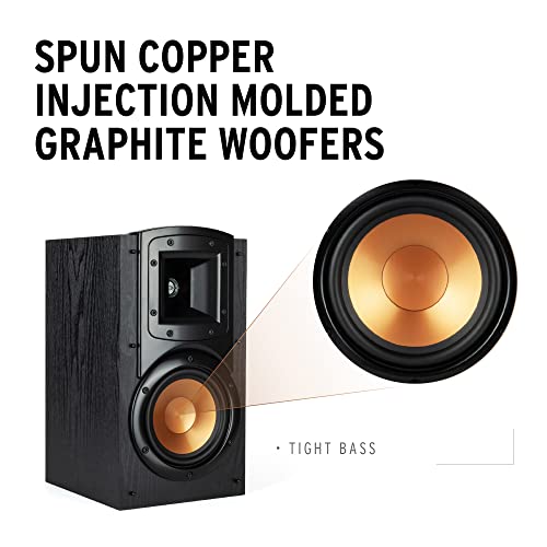 Black Bookshelf Speakers with Center Channel Speaker and Subwoofer Speaker S383