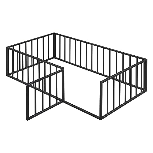 Full Montessori Floor Bed with Door (Black) L477442