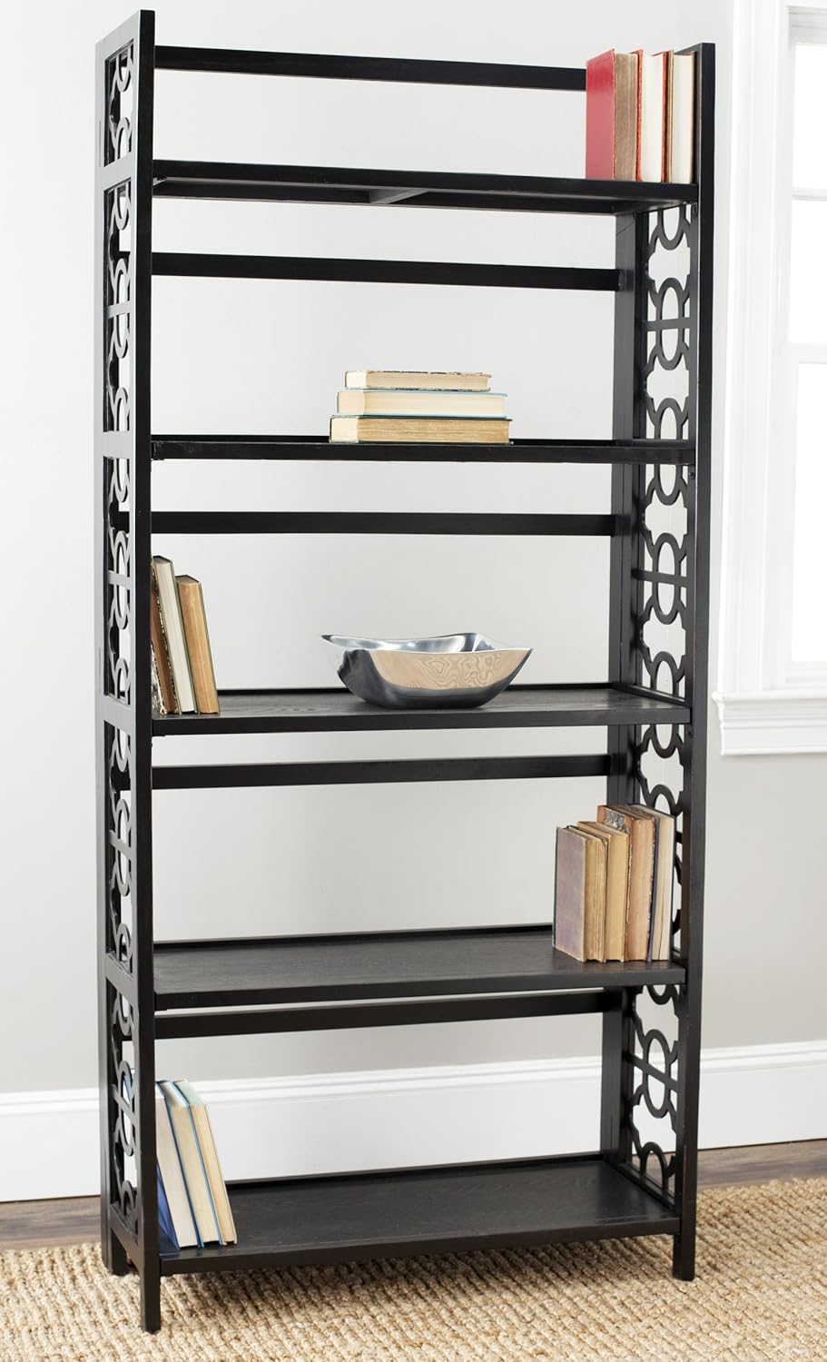 Black 5-Shelf Bookcase W5973