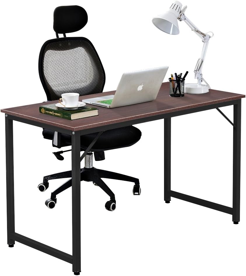 47 inches Composite Wood Computer Desk, Walnut and Black Legs Pack of 2 Y98193