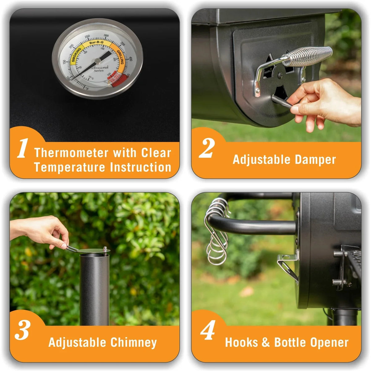 Charcoal Grill with Offset Smoker Black D5511