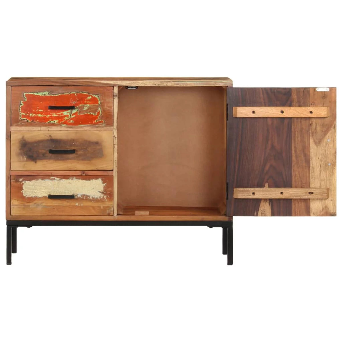 Reclaimed Wood Sideboard with Door Cabinet and 3 Storage Drawers R576