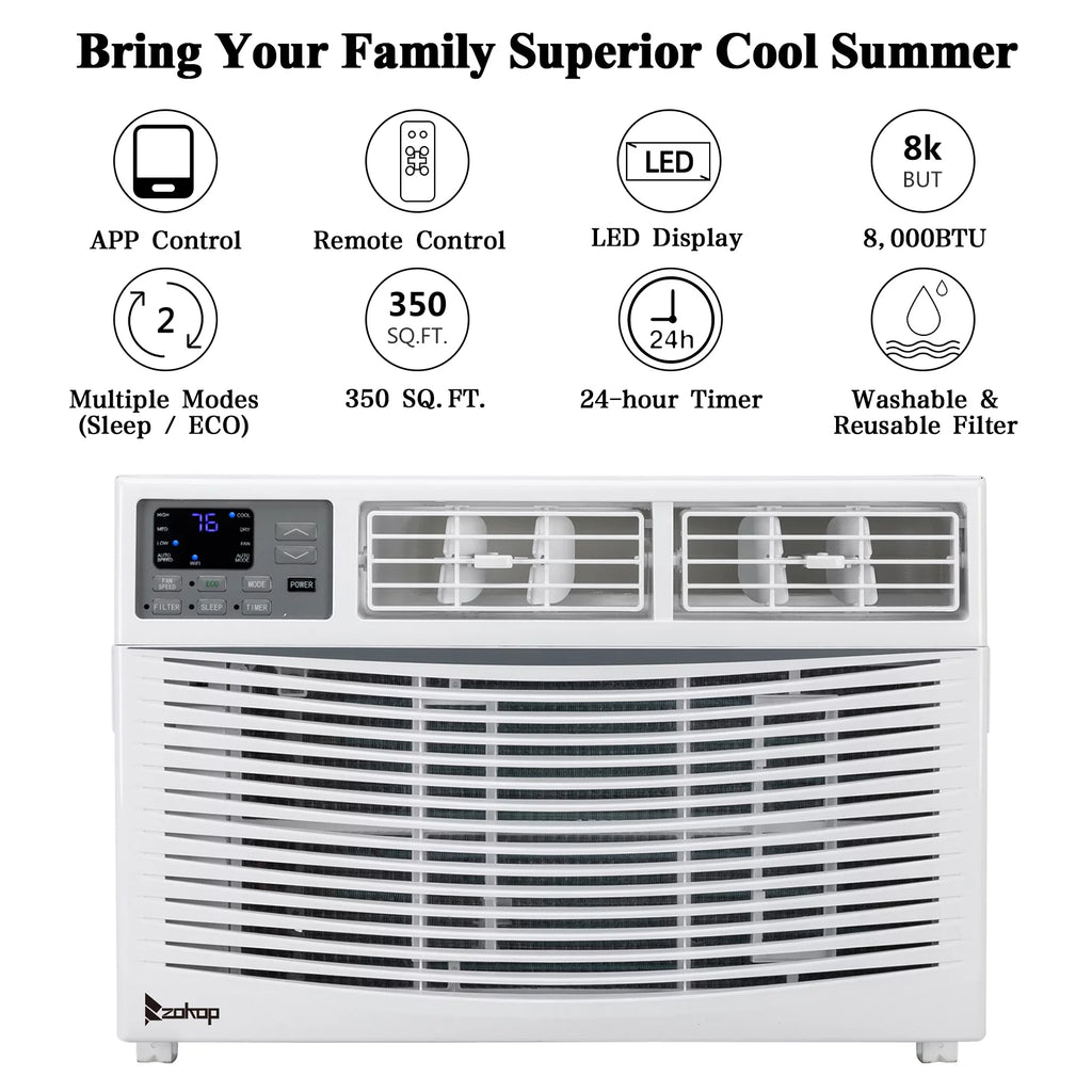 8000BTU Window Air Conditioner with Remote Control H832543