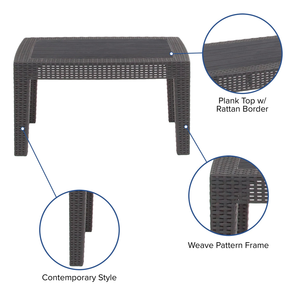 Dark Gray Faux Rattan Coffee Table L944335