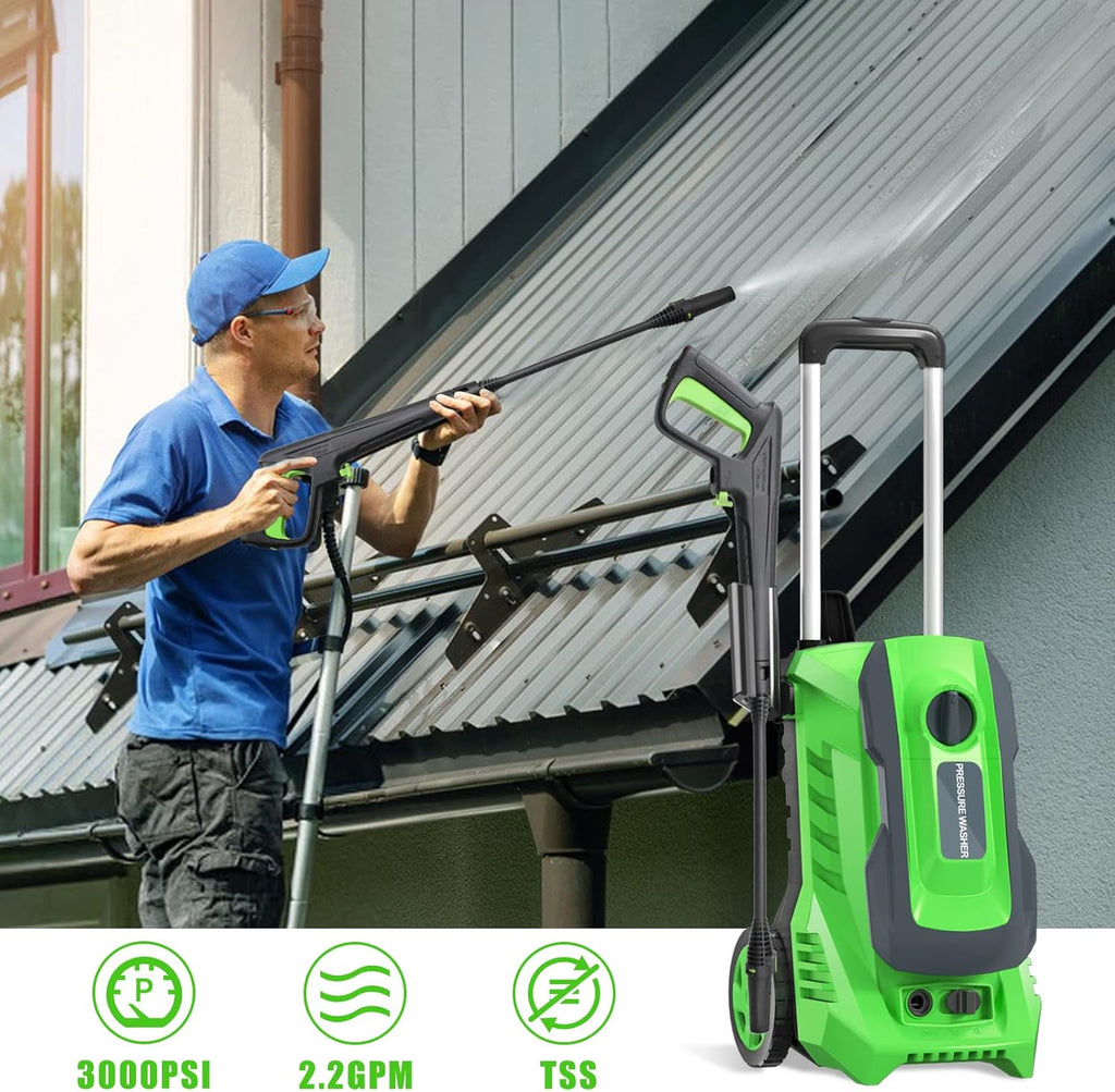 Electric Power Washer 3000 PSI 2.2 GPM with Adjustable Spray Nozzle Foam Cannon I657