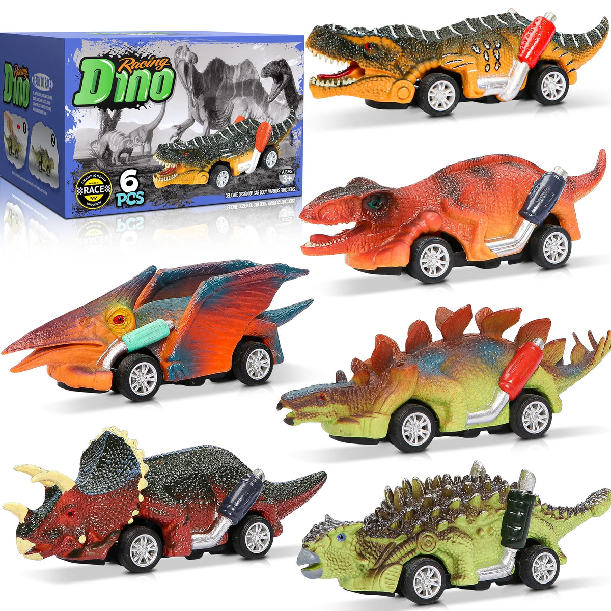 6 Pack Pull Back Dinosaur Cars S933053
