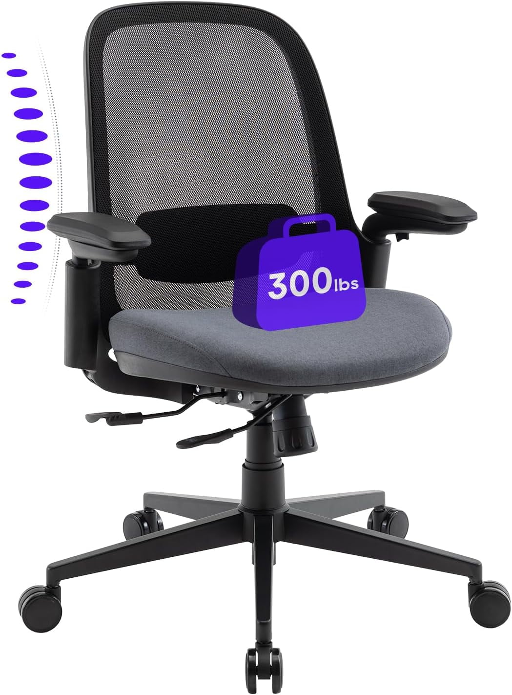 Black Mesh Office Chair with Lumbar Support M12808