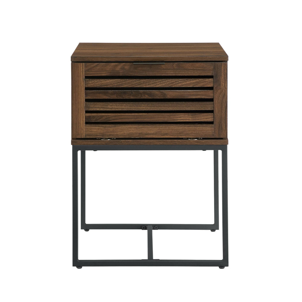 Dark Walnut Slat Side Table L211