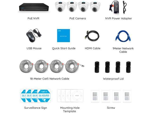8CH 4MP PoE Home Security Camera System, 4X 1440p HD Outdoor Dome IP Cameras, 2TB HDD NVR H413