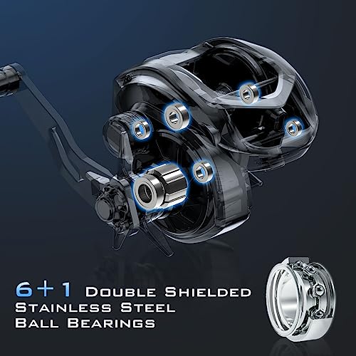 Low Profile Baitcasting Fishing Reel, Graphite Frame, 35 lbs. Drag N182