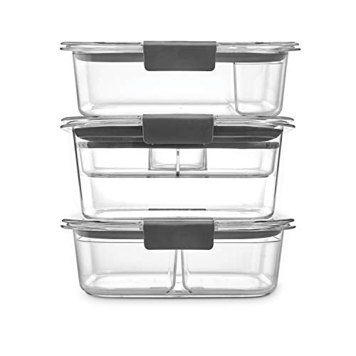 Set of 3 Airtight Food Storage Containers with Removable Trays, Large 9.6 Cup C9902