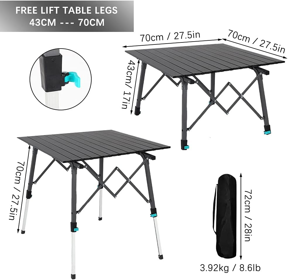 Portable Folding Camping Table with Aluminum Legs P3724