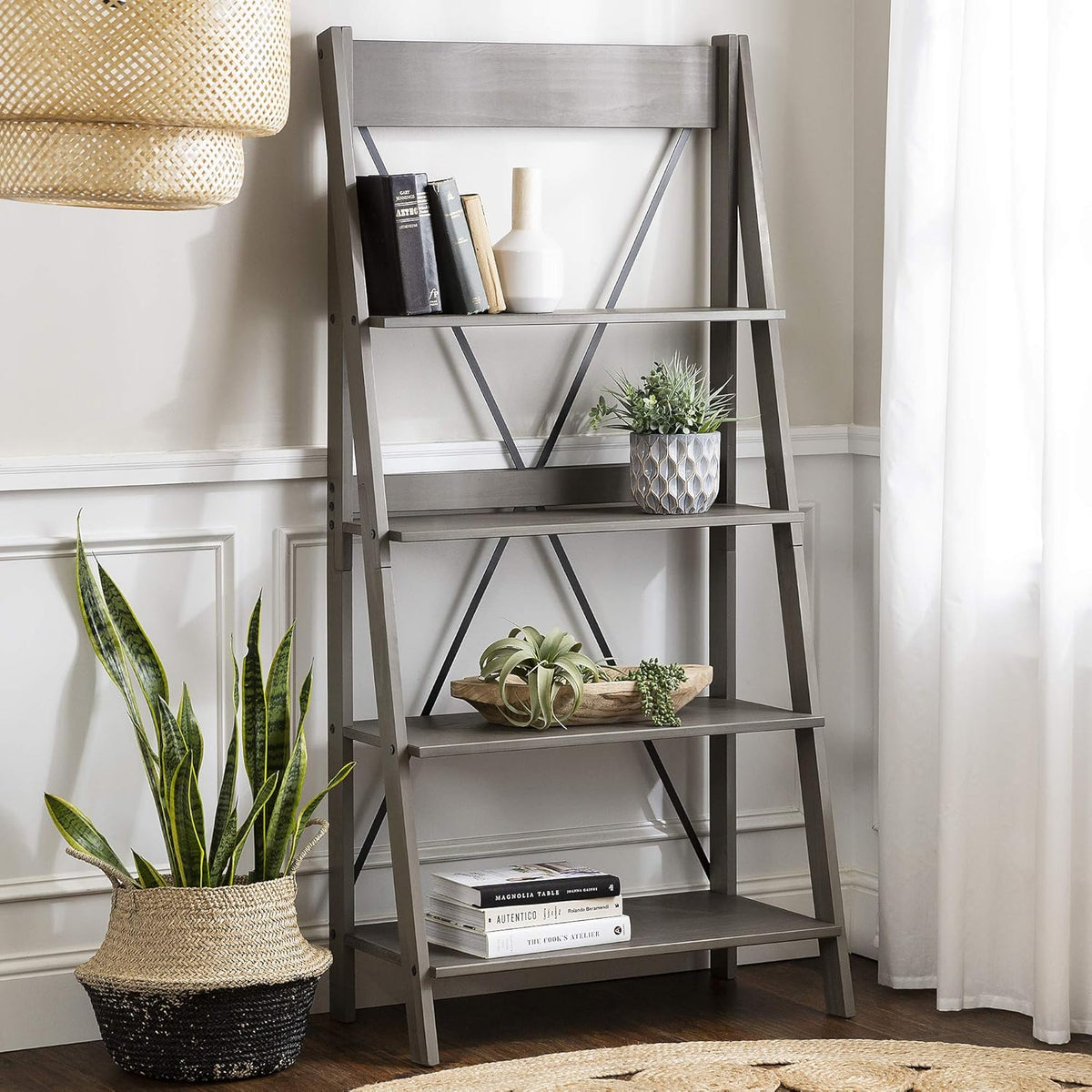 Brown 4 Shelves Wood Bookcase M9586