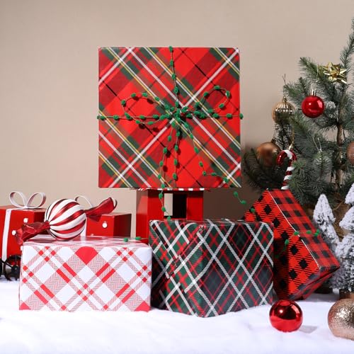 Reversible Kraft Christmas Wrapping Paper - Jumbo Roll - 30 Inch X 33 Feet - Vintage Trucks Design D1210