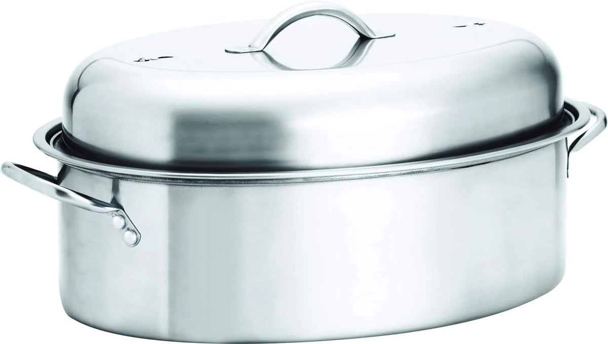 42cm Stainless Steel Oval Turkey Roaster With Rack & Lid H481